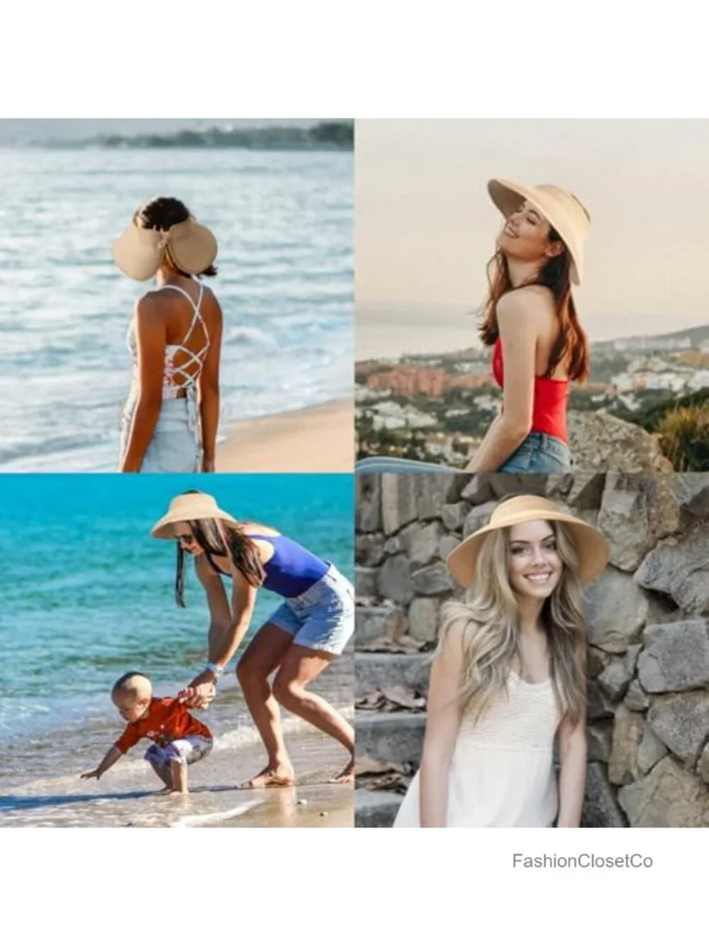Wide Brim Straw Sun Hat with UPF 50+, Foldable & Packable Ponytail Beach Hat